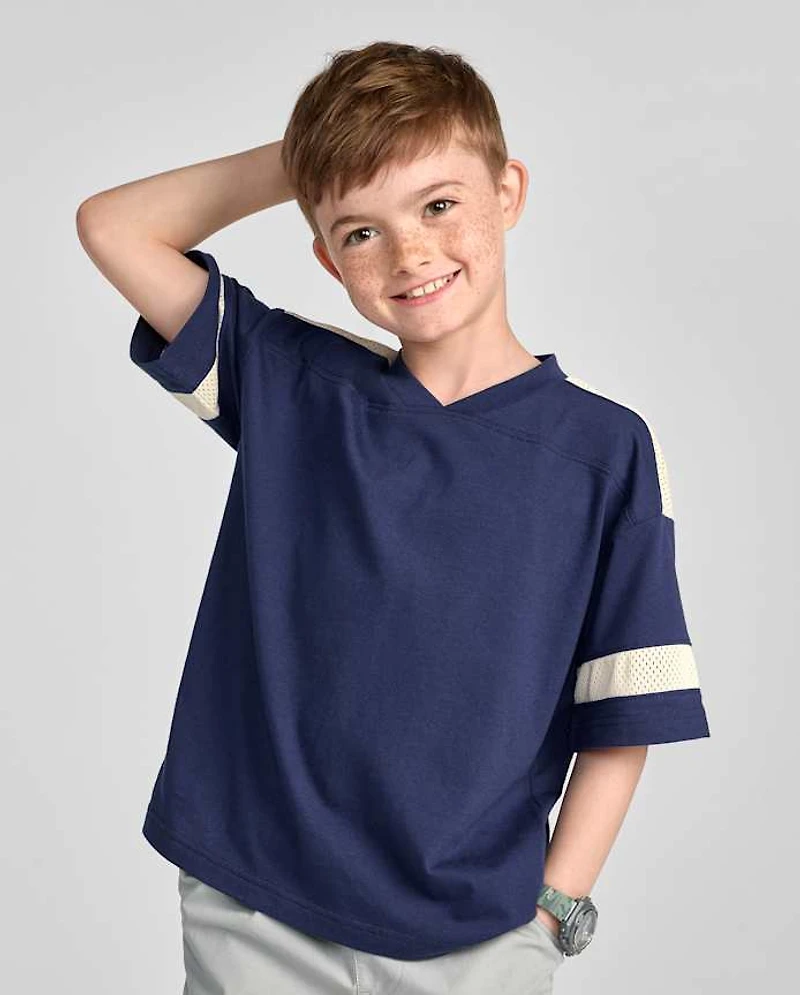 Boys Contrast Mesh Football Tee
