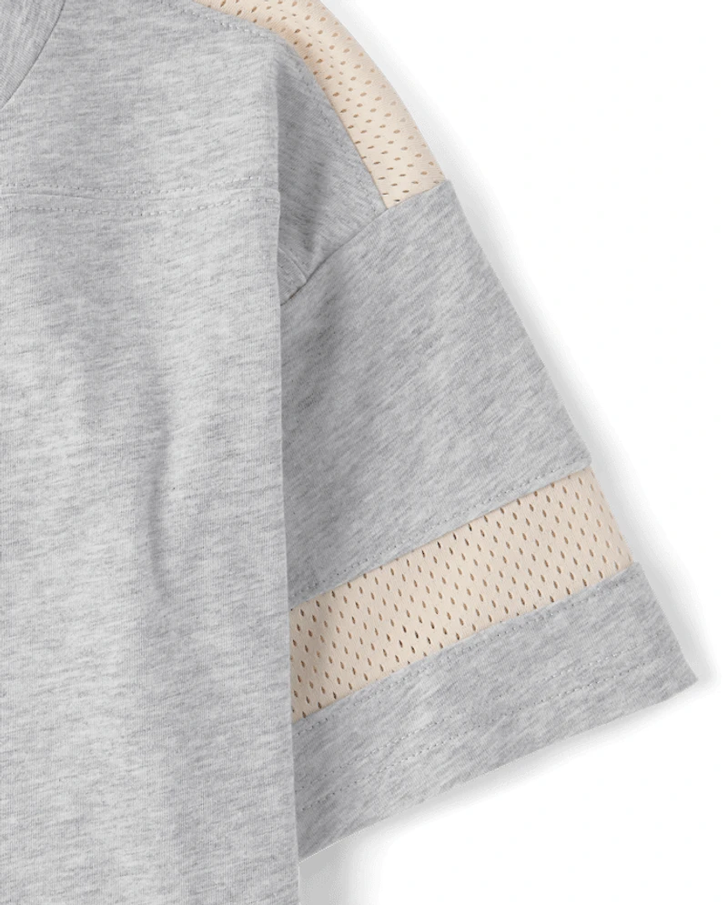 Boys Contrast Mesh Football Tee