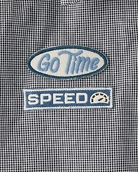 Boys Embroidered Mechanic Patch Poplin Button Up Shirt