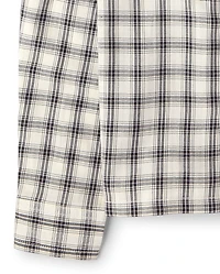 Boys Plaid Textured Poplin Button Up Shirt