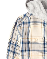 Boys Plaid Flannel Hooded Button Up Shirt
