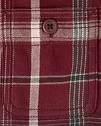 Boys Plaid Flannel Hooded Button Up Shirt