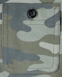 Boys Camo Hooded Button Up Shirt