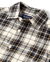 Boys Plaid Flannel Button Up Shirt