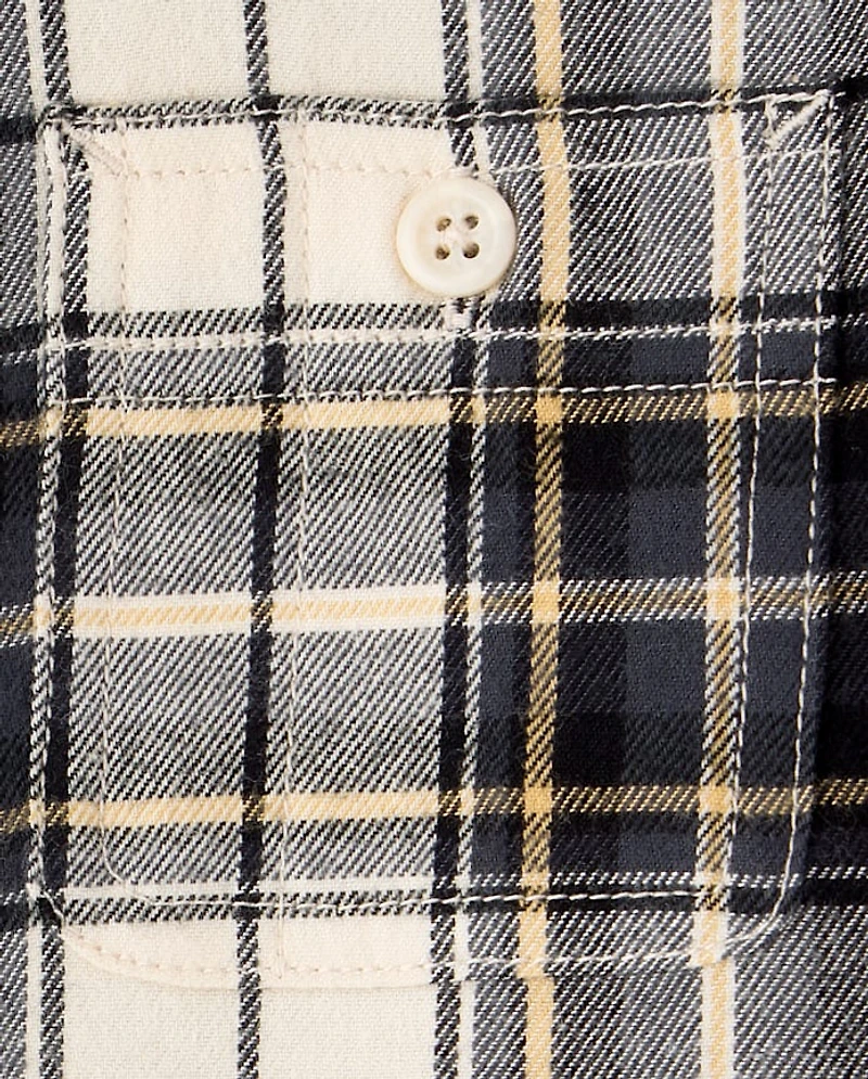 Boys Plaid Flannel Button Up Shirt