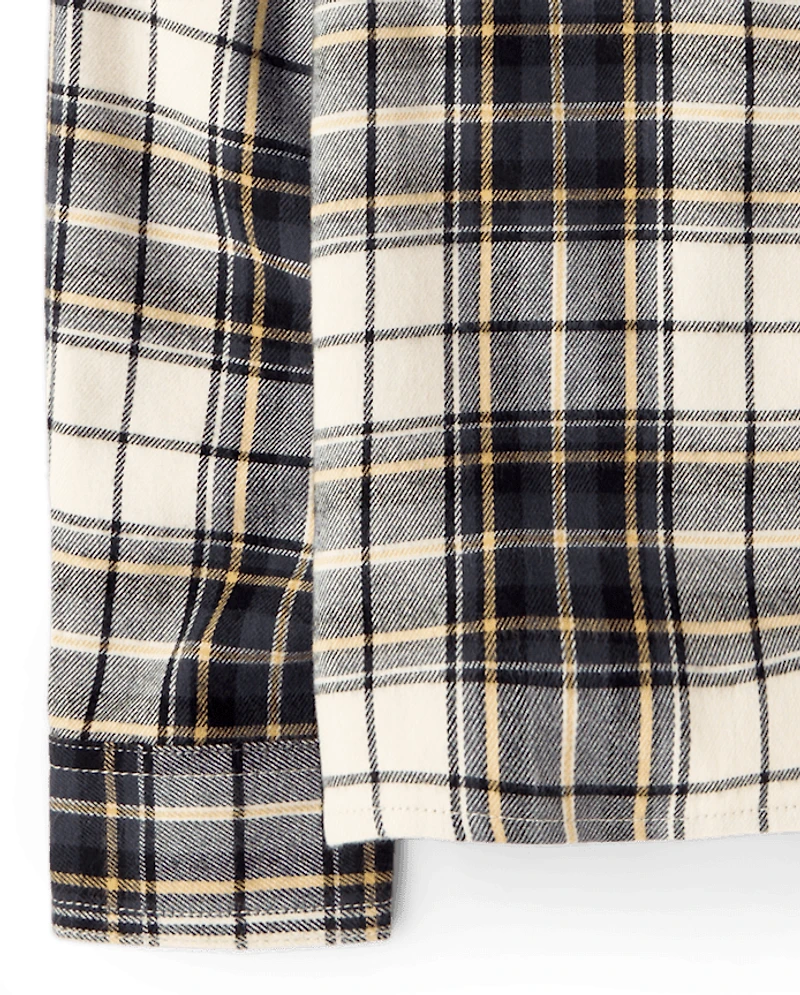 Boys Plaid Flannel Button Up Shirt