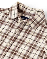 Boys Plaid Flannel Button Up Shirt