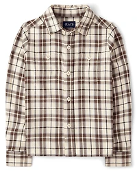 Boys Plaid Flannel Button Up Shirt