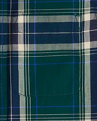 Boys Plaid Poplin Button Up Shirt