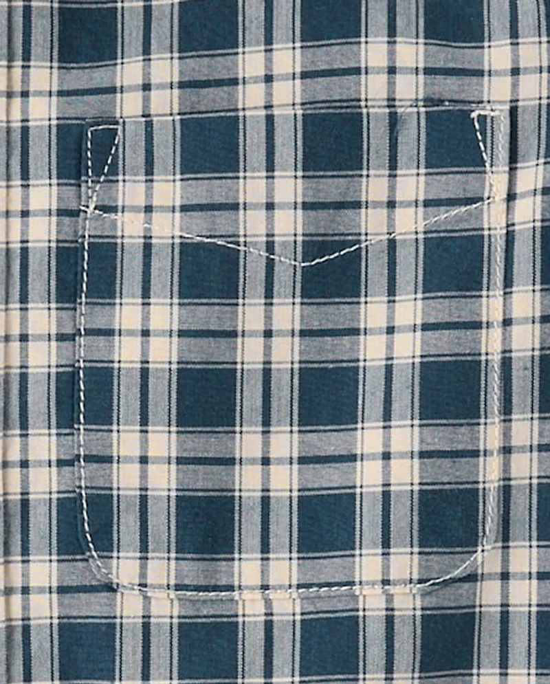 Boys Plaid Poplin Button Up Shirt