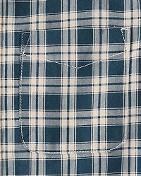 Boys Plaid Poplin Button Up Shirt