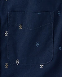 Boys Print Poplin Button Up Shirt