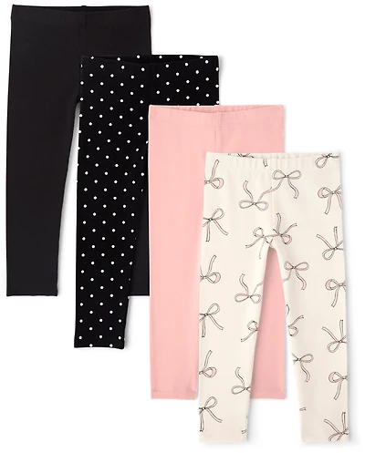 Toddler Girls Bow Leggings 4-Pack