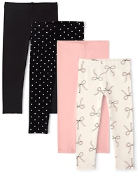 Toddler Girls Bow Leggings 4-Pack
