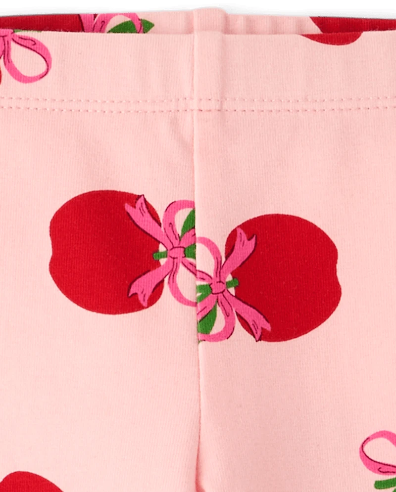 Baby And Toddler Girls Apple Bow Leggings