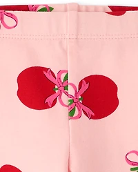 Baby And Toddler Girls Apple Bow Leggings