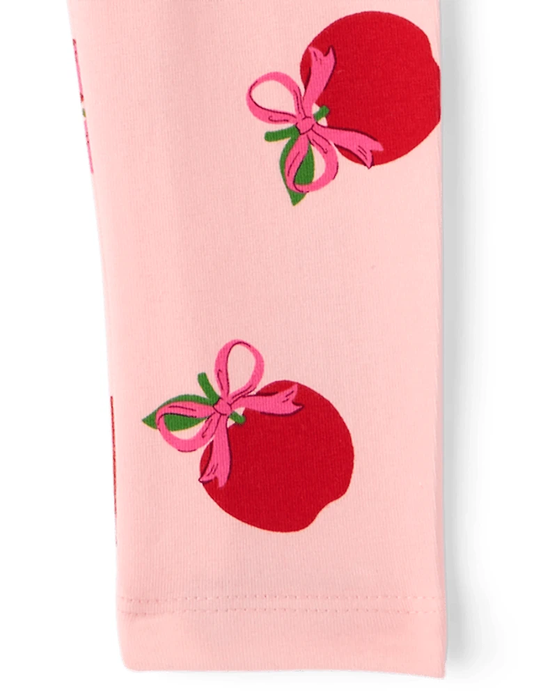 Baby And Toddler Girls Apple Bow Leggings