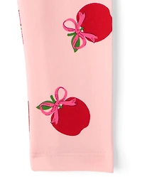 Baby And Toddler Girls Apple Bow Leggings
