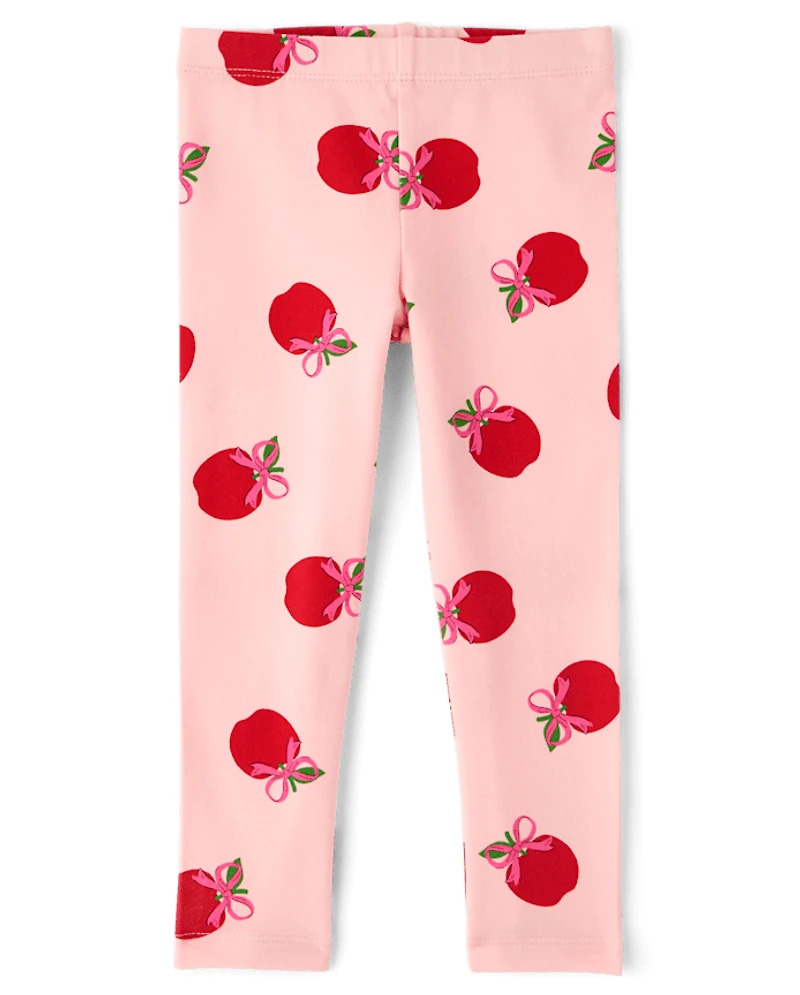 Baby And Toddler Girls Apple Bow Leggings