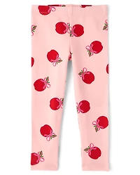 Baby And Toddler Girls Apple Bow Leggings