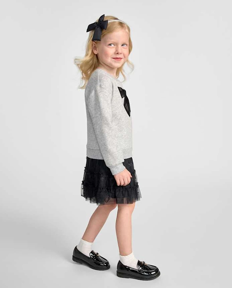 Baby And Toddler Girls Lace Bow Sweatshirt Dress