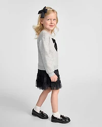 Baby And Toddler Girls Lace Bow Sweatshirt Dress