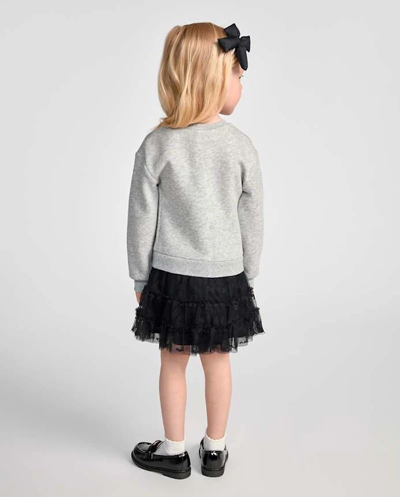 Baby And Toddler Girls Lace Bow Sweatshirt Dress