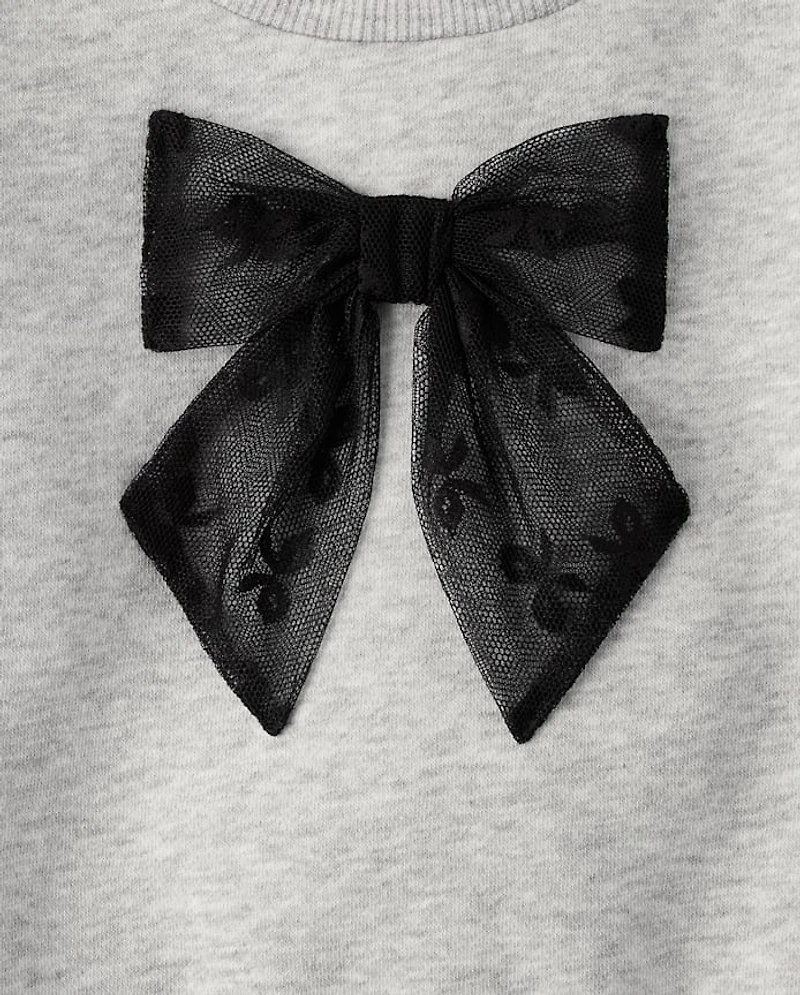Baby And Toddler Girls Lace Bow Sweatshirt Dress