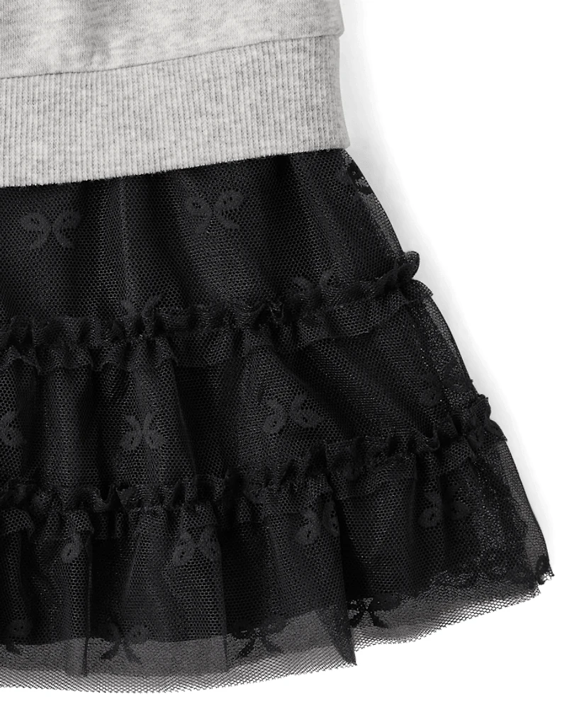 Baby And Toddler Girls Lace Bow Sweatshirt Dress