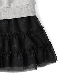 Baby And Toddler Girls Lace Bow Sweatshirt Dress