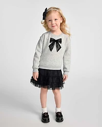 Baby And Toddler Girls Lace Bow Sweatshirt Dress