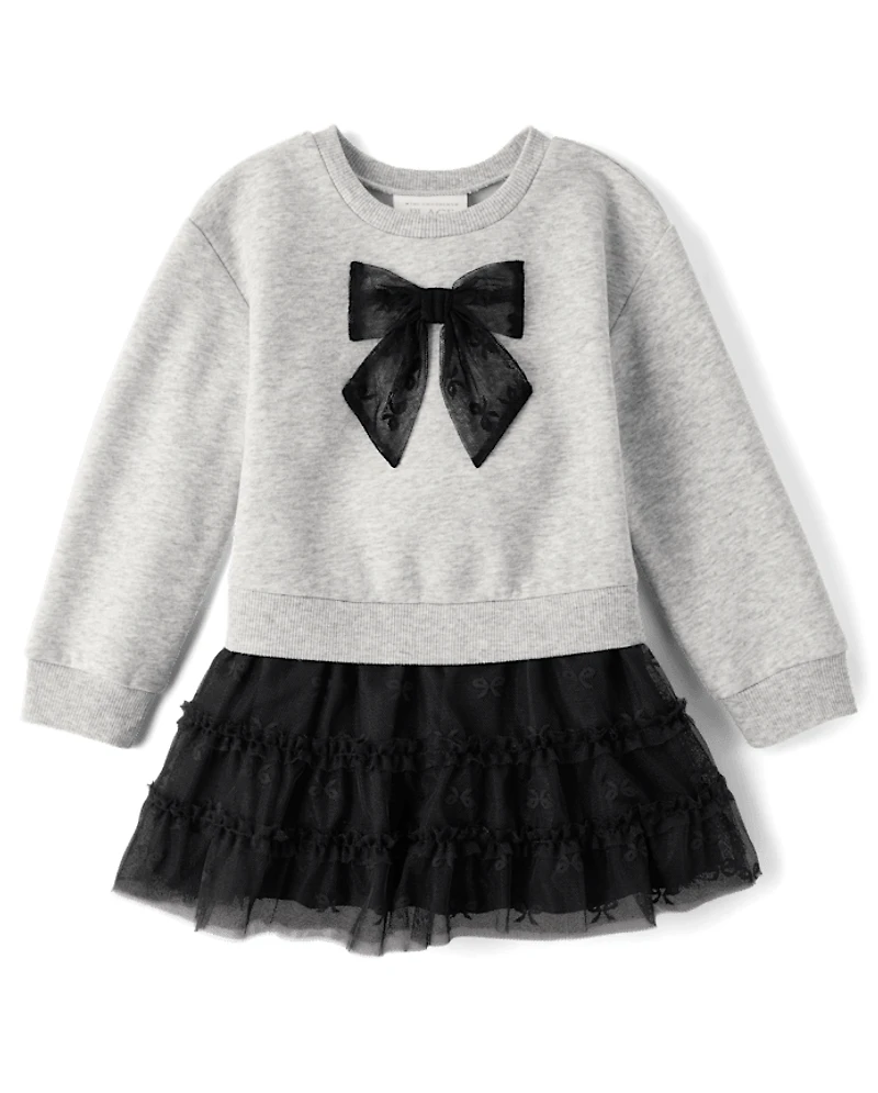 Baby And Toddler Girls Lace Bow Sweatshirt Dress