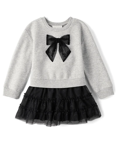 Baby And Toddler Girls Lace Bow Sweatshirt Dress