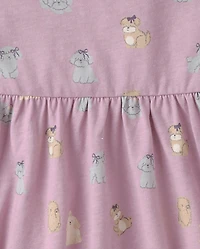 Baby And Toddler Girls Dog Flutter Dress