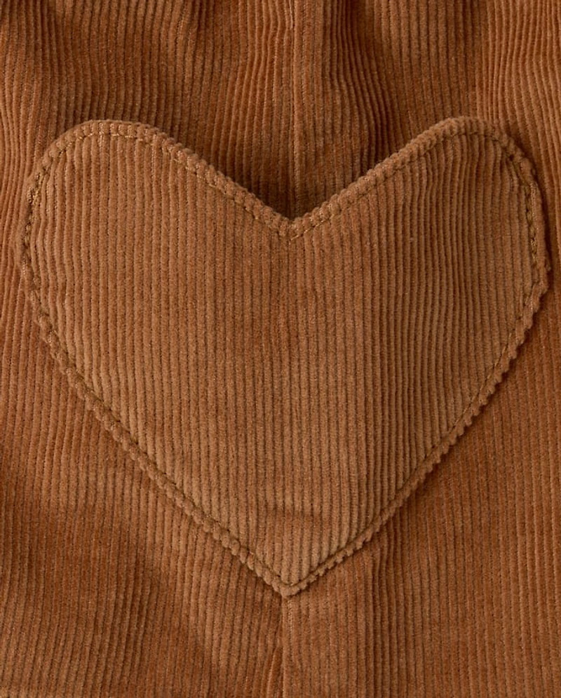 Toddler Girls Heart Pocket Corduroy Skirt