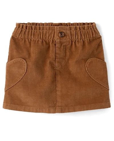Toddler Girls Heart Pocket Corduroy Skirt