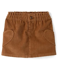 Toddler Girls Heart Pocket Corduroy Skirt