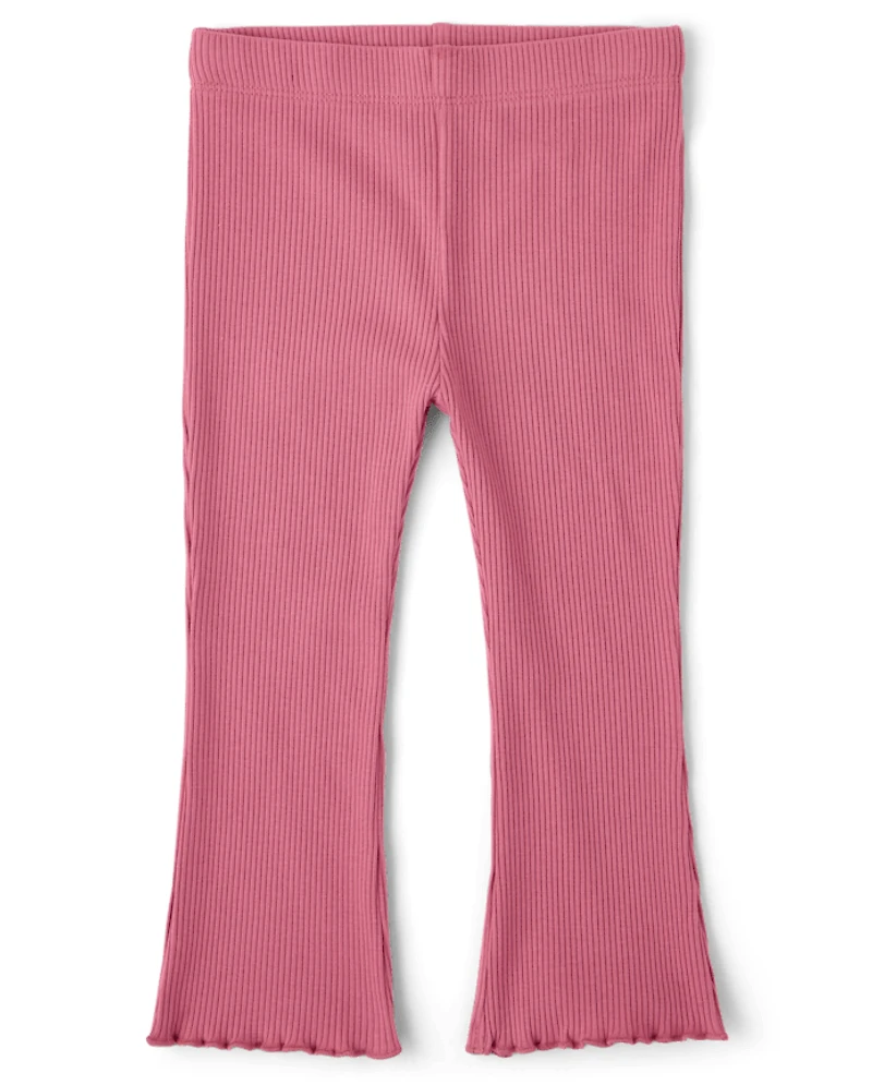 Baby And Toddler Girls Ribbed Lettuce Flare Leggings