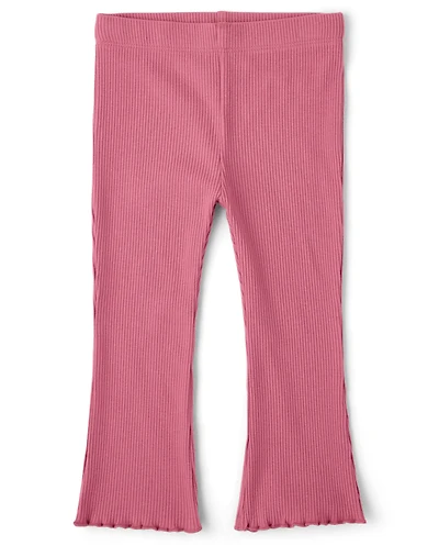 Baby And Toddler Girls Ribbed Lettuce Flare Leggings
