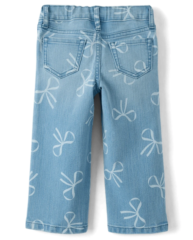 Toddler Girls Bow Wide Leg Jeans