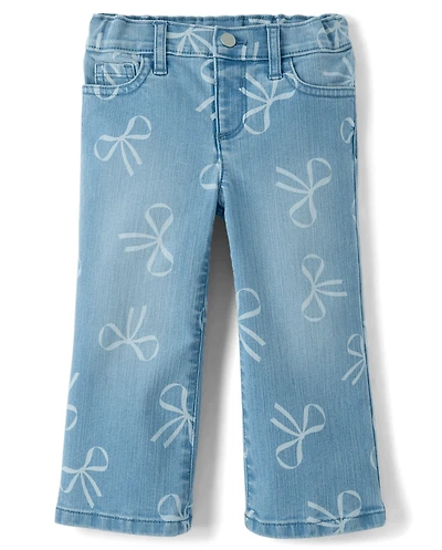 Toddler Girls Bow Wide Leg Jeans