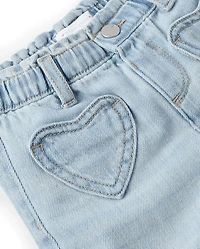 Toddler Girls Heart Patch Pocket Barrel Jeans