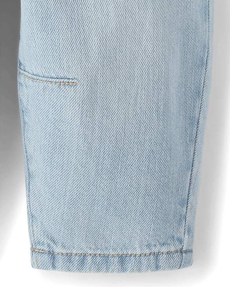 Toddler Girls Heart Patch Pocket Barrel Jeans