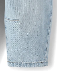 Toddler Girls Heart Patch Pocket Barrel Jeans