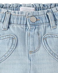 Toddler Girls Heart Patch Pocket Barrel Jeans