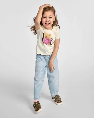 Toddler Girls Heart Patch Pocket Barrel Jeans