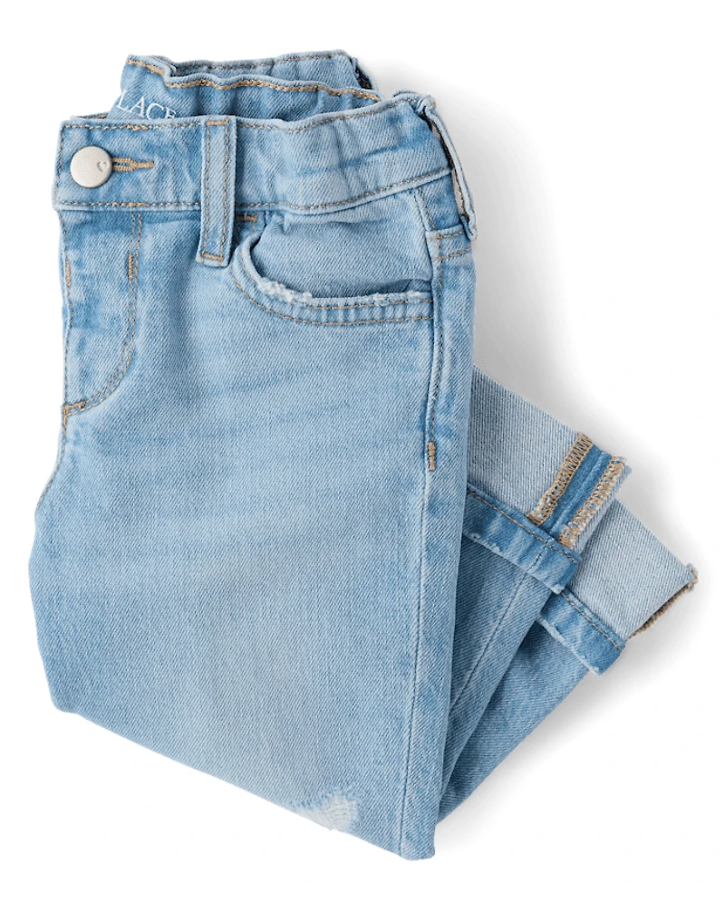 Toddler Girls Ripped Roll Cuff 90s Straight Jeans