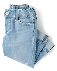 Toddler Girls Ripped Roll Cuff 90s Straight Jeans