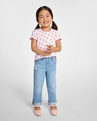 Toddler Girls Ripped Roll Cuff 90s Straight Jeans