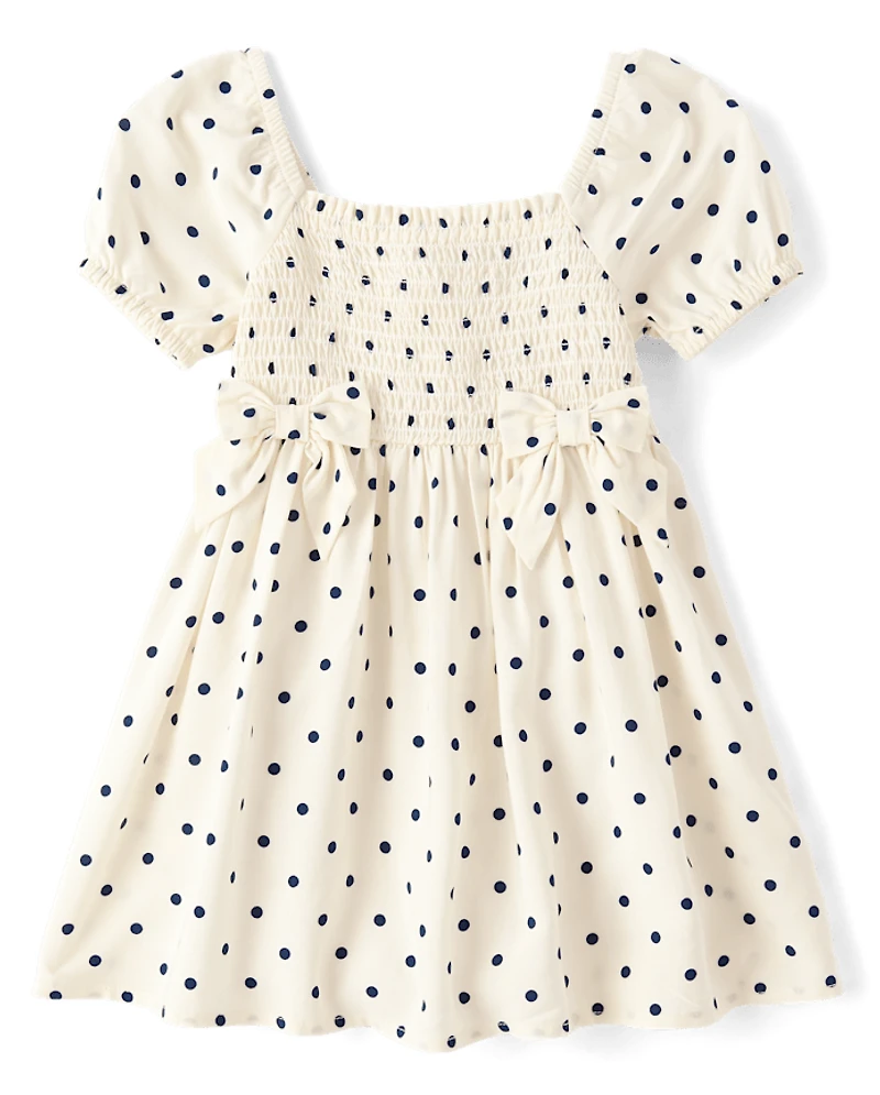 Baby And Toddler Girls Bow Smocked Dress